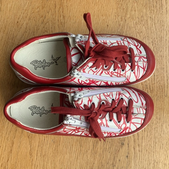 Funky Red and White Portofino Sneakers - Picture 2 of 6